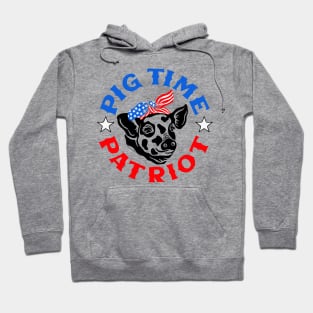 Funny 4th of July Animal Pig Time Patriot Hoodie